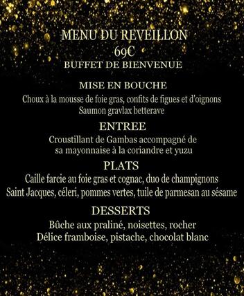 A special menu for New Year's Eve on December 31, 2022.