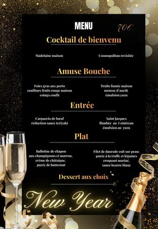 un menu gastronomique pour le réveillon de la Saint Sylvestre 2025 entre Salon de Provence et Cavaillon